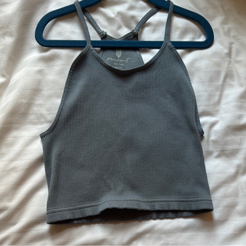 Free People Grey-Blue Cropped Tank